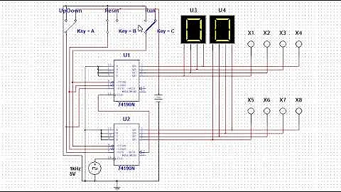 MULTISIM: 00-99 UP AND DOWN COUNTER (DECIMAL COUNTER)