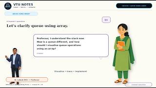 Queue Using Array| 1BCS305 Data Structures and Applications | VTU 2025 Scheme | Module 1 Guide