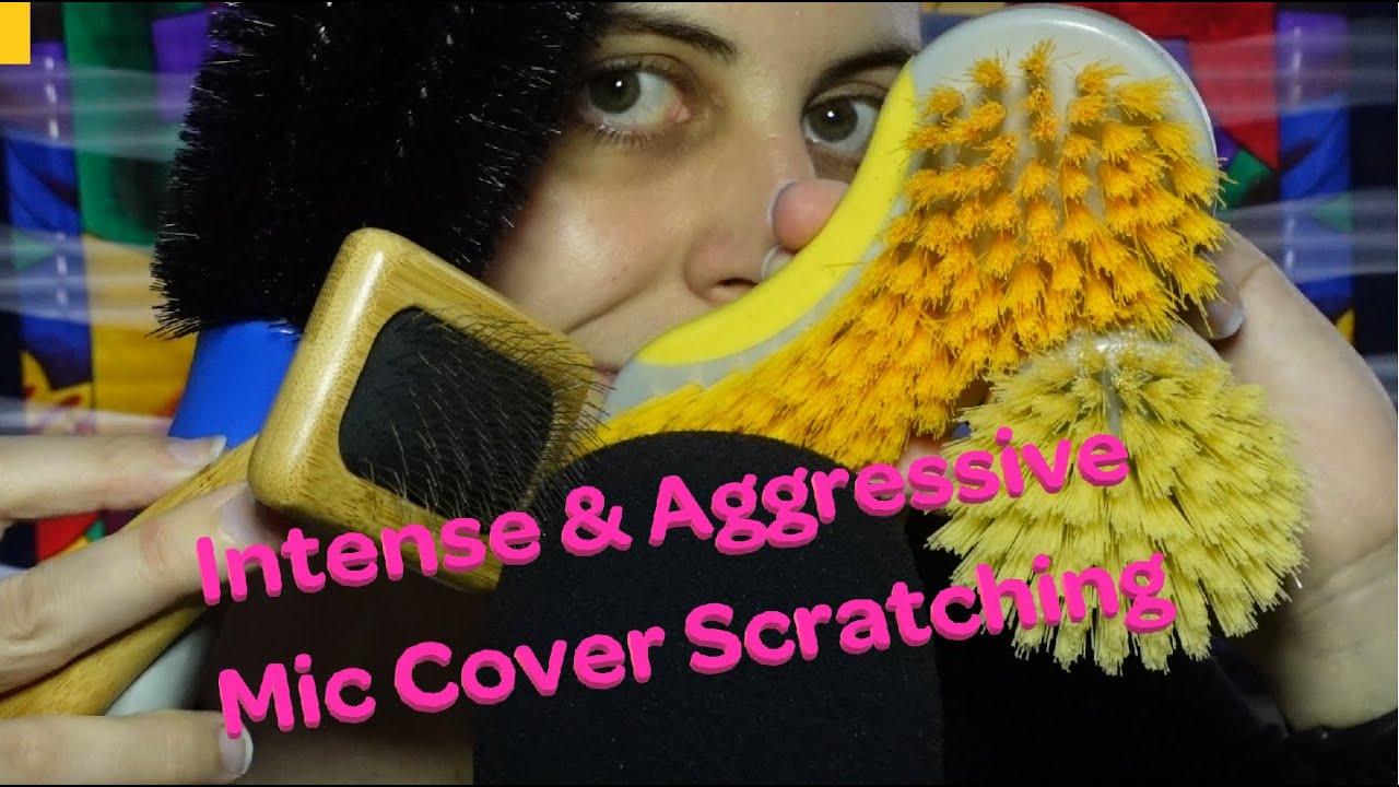 ASMR Intense & Aggressive Mic Cover Scratching With Stiff Bristle Brushes - No Whispers