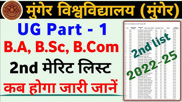 Munger University UG Part-1 (2022-25) 2nd Merit List Date | दूसरी सूची कब होगा जारी | Mu Letest News