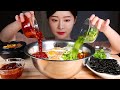 땡초양푼비빔밥 시골된장찌개 곱창김 먹방/SPICY BIBIMBAP with SOYBEAN PASTE SOUP(Jjigae) & DRIED SEAWEED MUKBANG ビビンバ