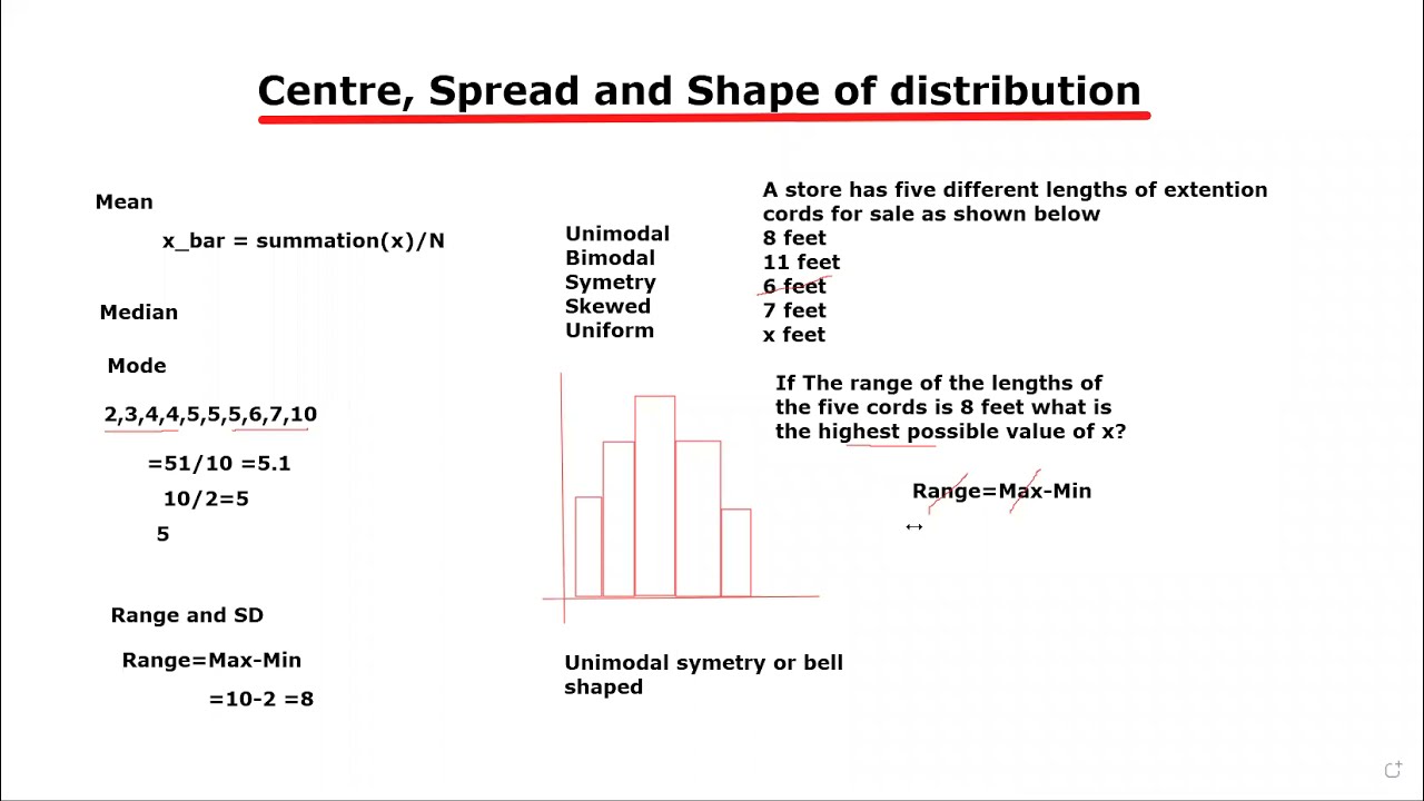 Shape, Center, and Spread of a Distribution YouTube