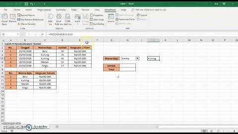 Tutorial Excel dengan Menggunakan Combo Box, Rumus INDEX, SUMIF, dan VLOOKUP