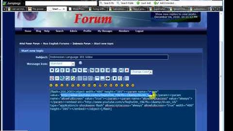 Posting Video On SMF Forums With Flash Insert In Any Language