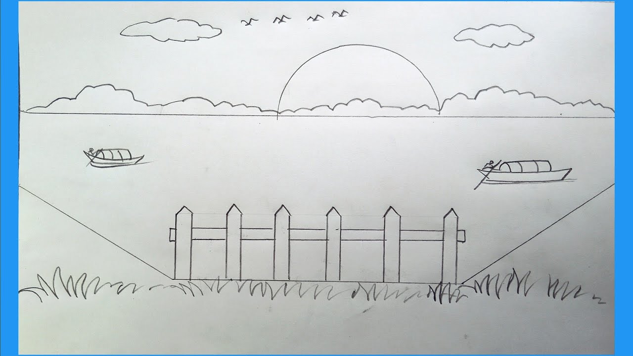 How to draw beautiful scenery step by step with pencil very easy - YouTube