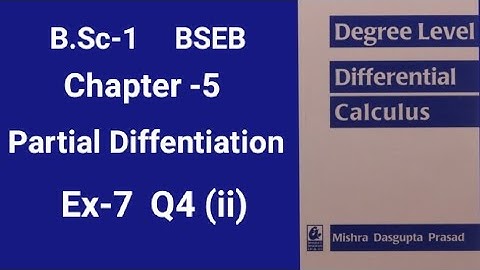 BSC-1|| BSEB differential calculus solution Ch-5 Partial Differentiation Ex-7 Q4(ii) maths