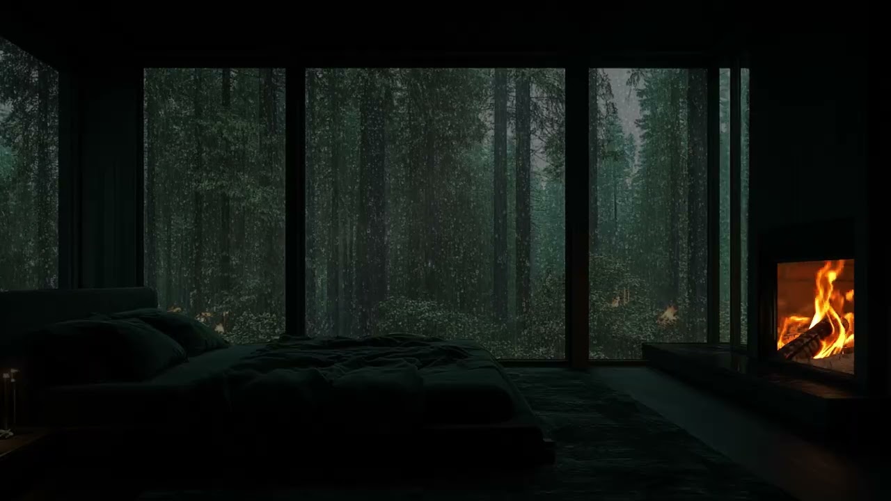 Cozy Dark Room Rain | 3 Hours Gentle Rain Sounds for Relaxation, Study, and Stress Relief