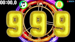 gold on the number surface 999 seconds countdown timer alarm🔔bbc