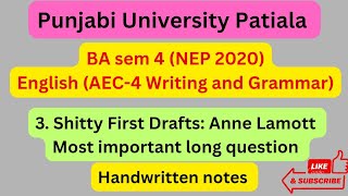 #BAsem4#Shitty First Drafts:Anne Lamott#MostimportantquestionsEnglishcompulsorysem4shittyfirstdrafts