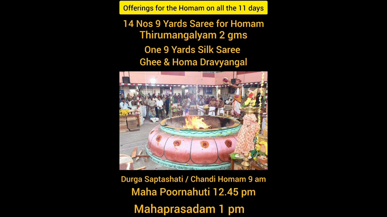 Shatha Chandi Homam from 22.09.25 to 02.10.25 at Sankara Vidyalaya School ECR Pondicherry