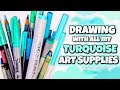 Drawing with only TURQUOISE Art Supplies // SoCraftastic