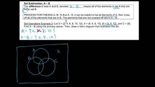 MTH 125 Module 4 Video #6: Set Subtraction