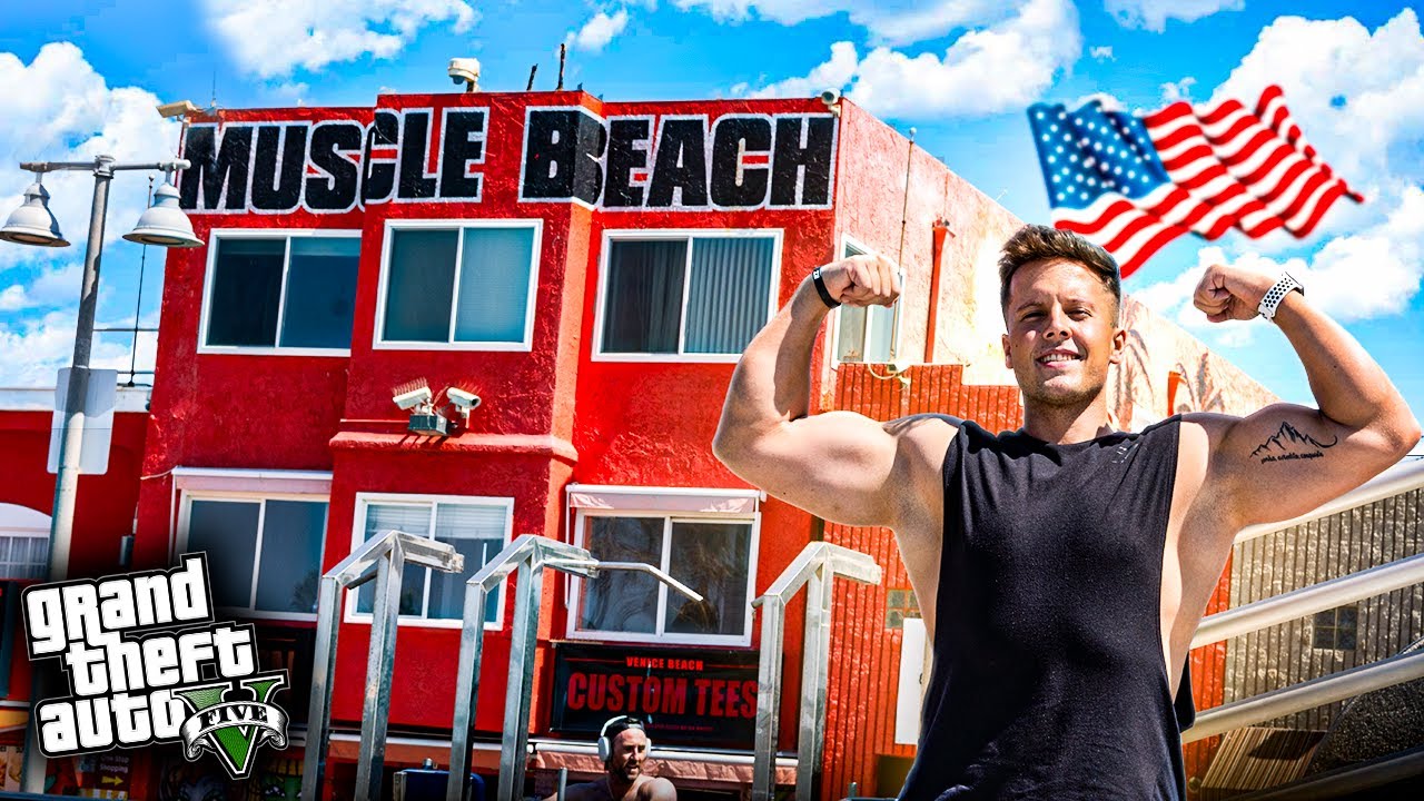 Visitei a PRAIA do GTA 5 na VIDA REAL !!! / TREINO na MUSCLE BEACH em Los Angeles !