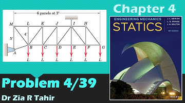 Problem 4/39 | Engineeing Mechanics: STATICS, JL Meriam, 9th Edition