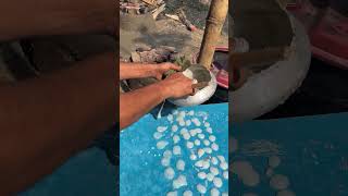 Traditional dry village sweet Batasha made by heating sugar and water