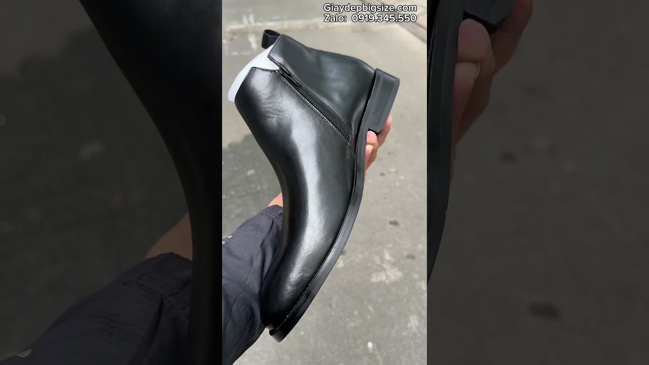 Giày da chelsea boots cổ cao cỡ lớn 45 46 47 48 cho nam chân to. Big size zip boots for wide feet.