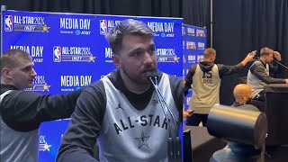 Nikola Jokic sneaks up on Luka Doncic during All Star interview to mess with him 😂