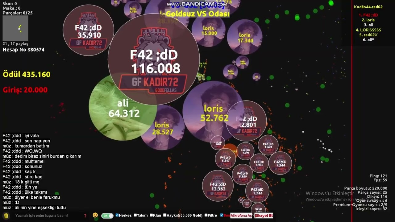 #agarz  LORİS&RED02 VS ALİ&F42 || ÖDÜL 4M