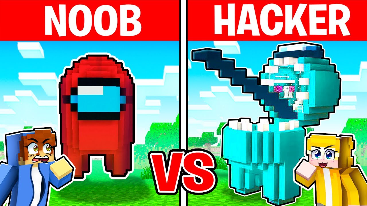 NOOB vs HACKER: I Cheated in a AMONG US Build Challenge in Minecraft!