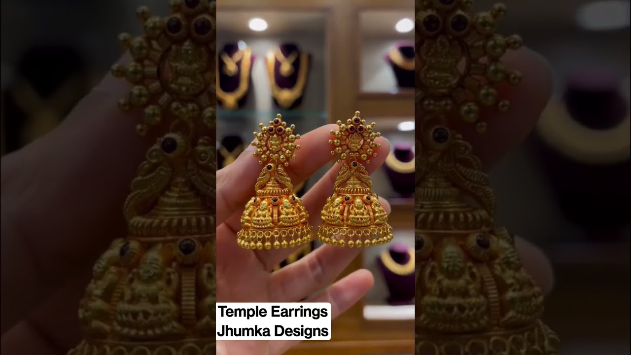 Ritvi Drishya Gold Temple Jhumka - Ritvi Jewels | The art of Jewels
