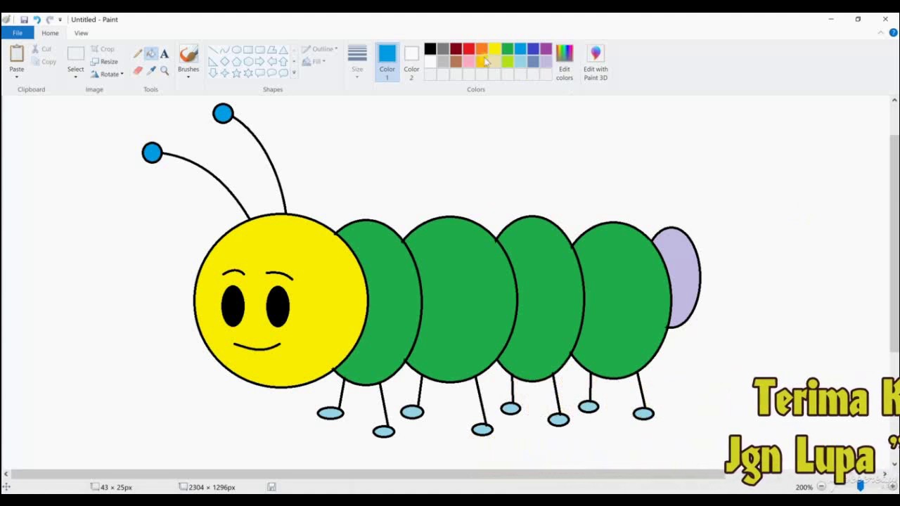  Belajar  Tutorial Cara Gampang Menggambar  ULAT dengan  