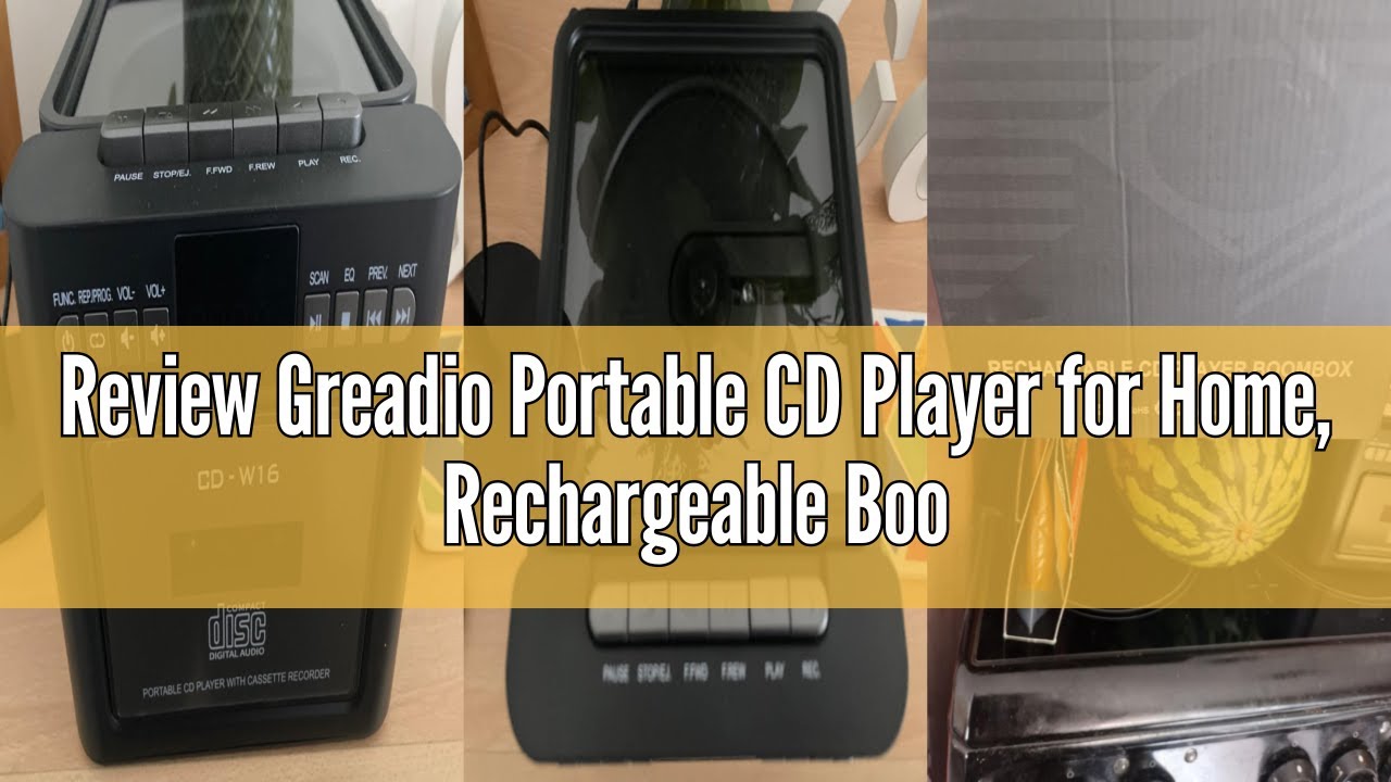 Review Greadio Portable CD Player for Home, Rechargeable Boombox