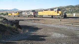 Union Pacific SD40-2R # 3123 crew prepares to set out #3123 @ East end of Pocatello,7/23/14
