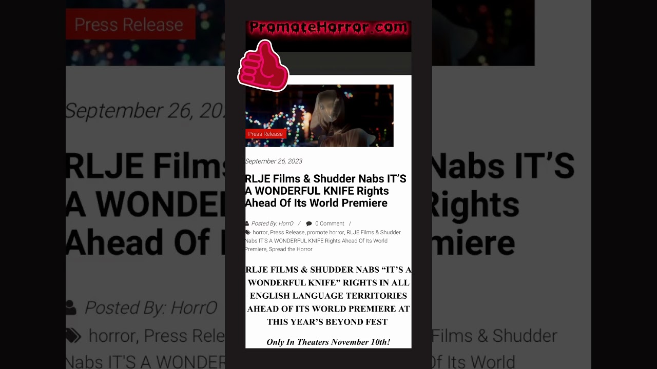RLJE Films & Shudder Nabs IT’S A WONDERFUL KNIFE Rights Ahead Of Its World Premiere
