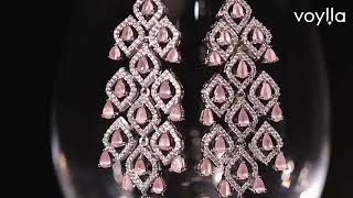 Sparkling Elegance Luxurious Soft Pink American Diamond Dangler Earrings screenshot 4