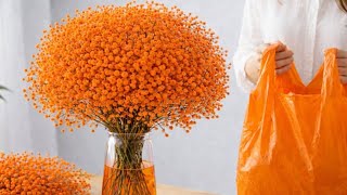 DIY Baby Breath Plastic shopping bag thread Flower Making / How to Make Tiny Bunches Of Gypsophila​ 