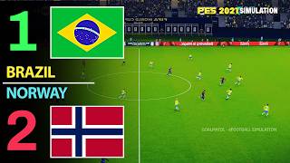 🔴Brazil vs Norway | FIFA World Cup 2026 | Round of 16 | Match Highlights | PES 2021 Gameplay HD screenshot 3