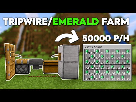 Minecraft EASY Tripwire Hook & Emerald Farm- 50,000+ Per/Hour