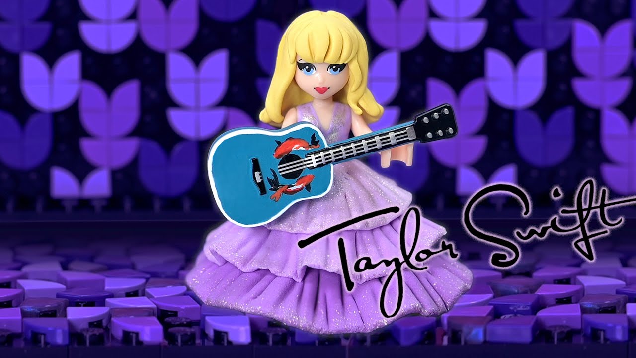 Making a tiny Taylor Swift in her Speak Now ballgown 💜LEGO mini doll  repaint DIY craft 