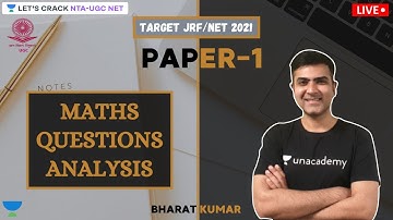 Maths Questions Analysis | Target NTA-UGC NET Paper-1 for 2020/2021 | Kumar Bharat