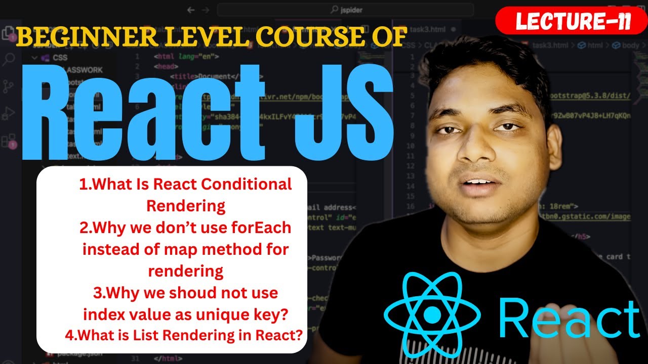 ReactJs Full Course||Lecture - 11|| What Is React List & Conditional ...