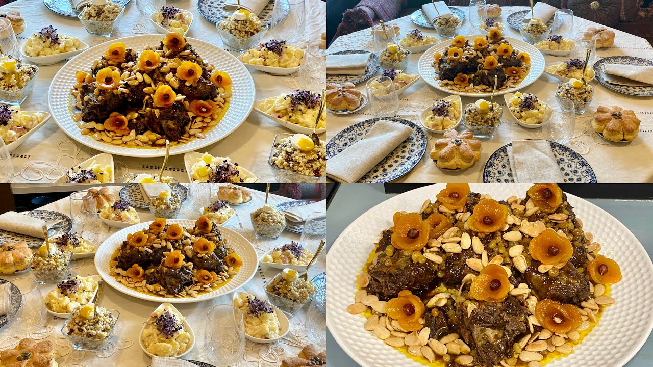 هانا طاولة العيد كاملة مكمولة المروزية مغربية شمالية مرافقة بالسلطات 😋والخبز برستيج 😉برعت ضيافي 😁