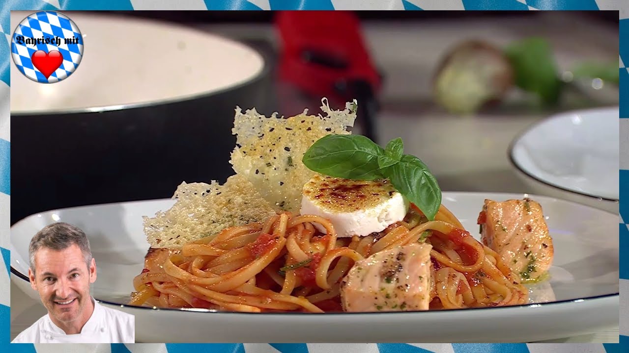 Christian Henze - Linguine mit Avocado, Ziegenkäse, Lachs & Rosmarin Crunch