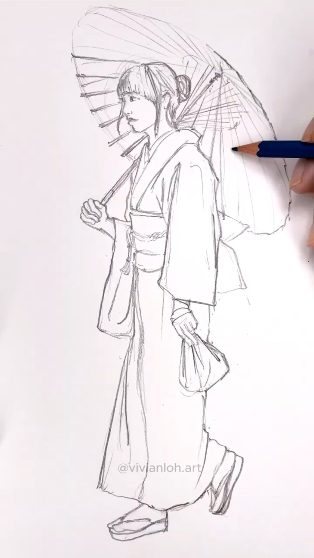 Figure Drawing of a Kimono Lady with pencil ✏️ - YouTube