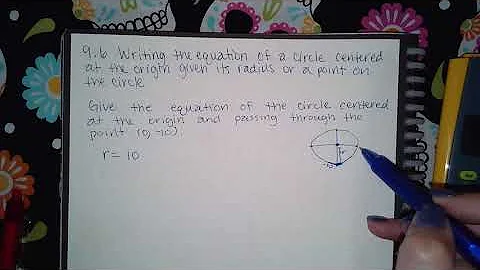 9.6Writing the equation of a circle centered at the origin given its radius or a point on the circle