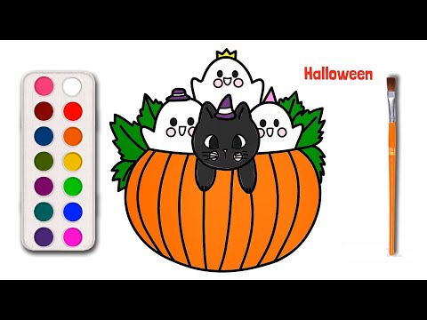 Vẽ Tranh Halloween Cute | Tranh Tô Màu Lễ Hội Ma Halloween - YouTube