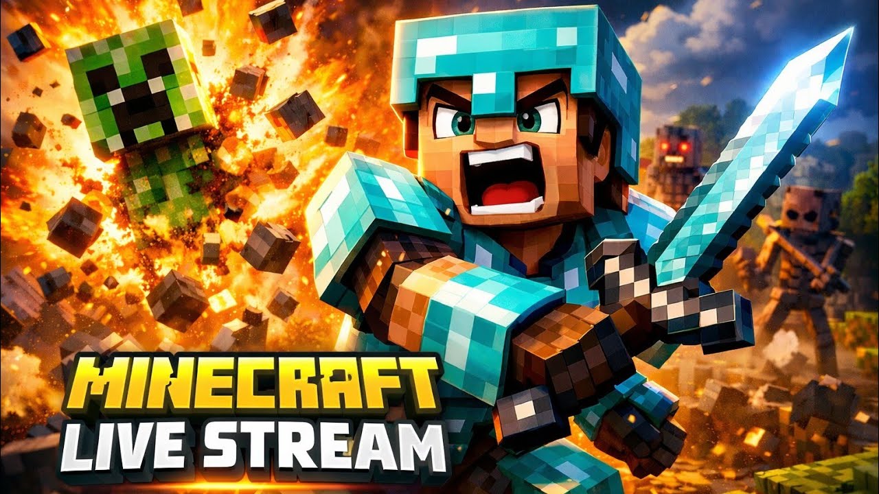 Minecraft live stream!! Noob to pro journey!!😱🤩