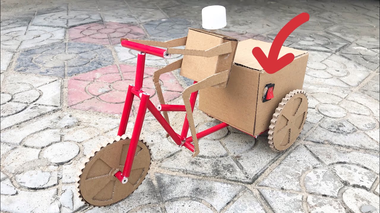 How I made a bike deliverer at home with cardboard and red pencils 