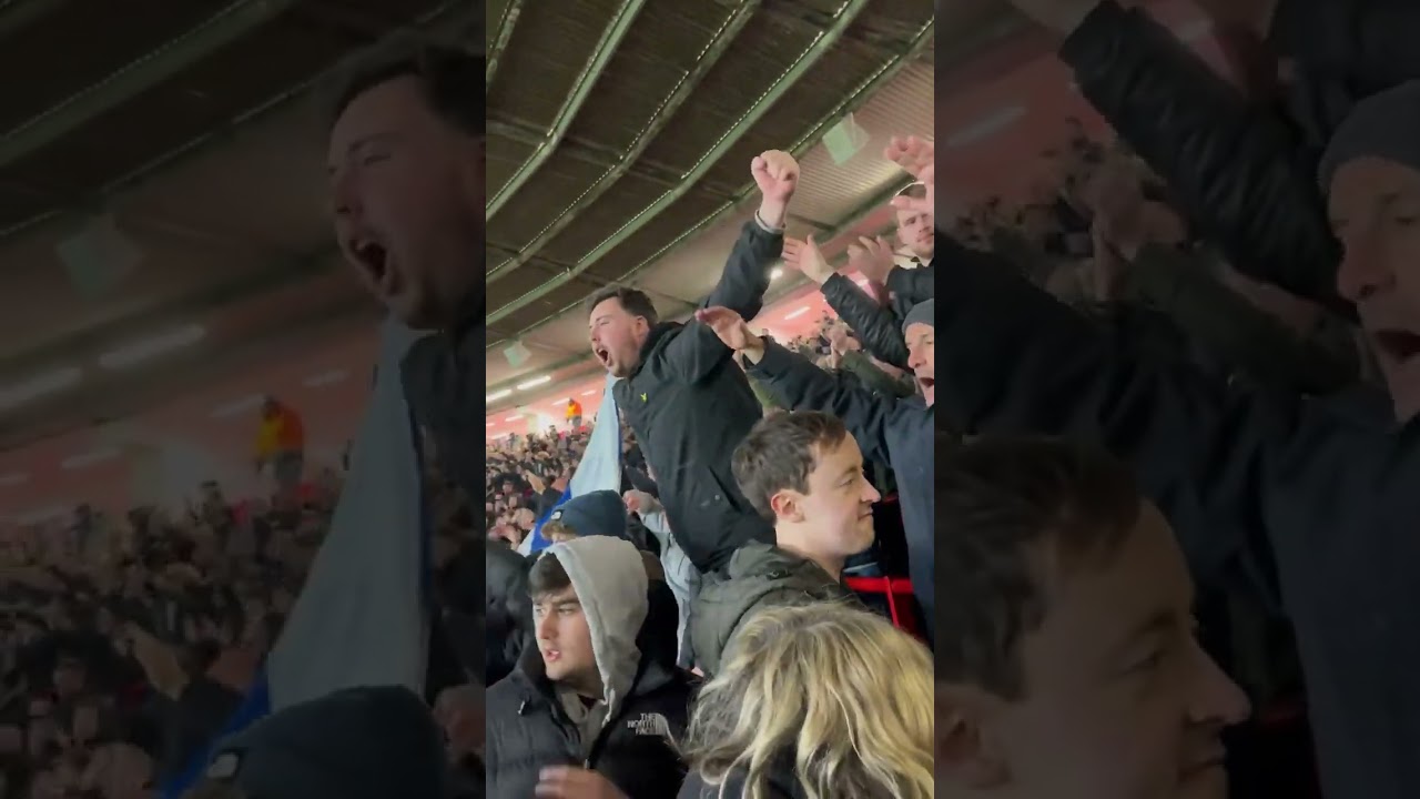 Spurs away fans at full time vs Man Utd 