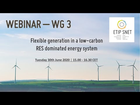 ETIP SNET WG3 Webinar:  Flexible generation in a low carbon RES dominated energy system