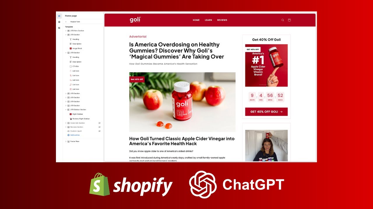 Explosive Shopify Sales Unleashed: $899 Advertorial Template + FREE ChatGPT Guide!