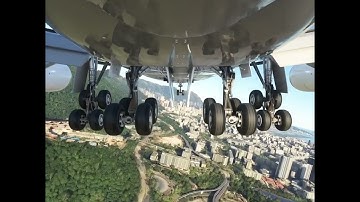 Pilot Misses Landing at Kai Tak airport!! Flight Sim Scenes