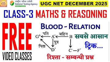 Blood Relation class 3 unit 5 maths ugc net december 2025 paper 1 free classes