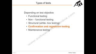 Fundamentals of software testing - Part 05 - Types Of Test