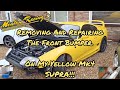 Removing &amp; Repairing My Ultra RARE BOMEX Front Bumper On My OEM Yellow Mk4 Toyota SUPRA! Fiberglass