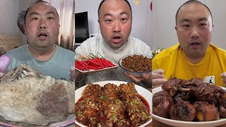 Yummy #49:Eat rib boil leg belly with chili chicken 🍗 thigh #mukbang #yummy #delicious 